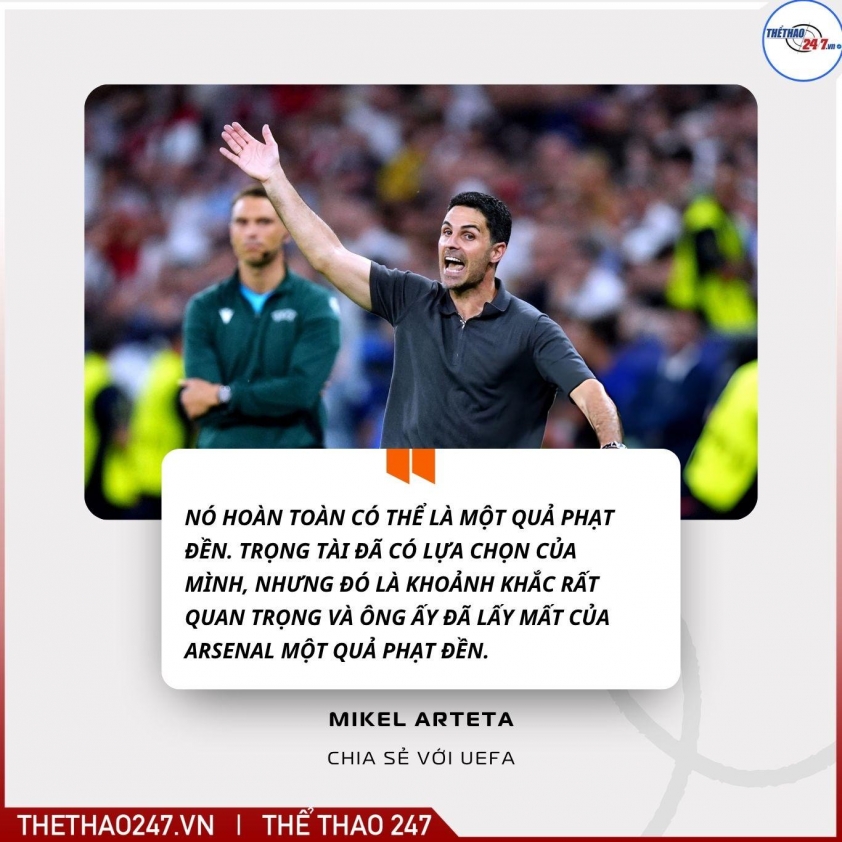 Mikel Arteta: 'Trọng tài đã lấy mất của Arsenal 1 quả phạt đền' 841390